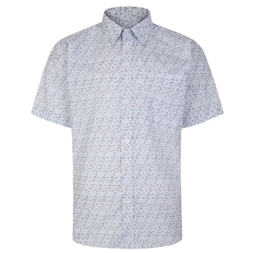 Cotton Valley All Over Print Short Sleeve Shirt White/Blue